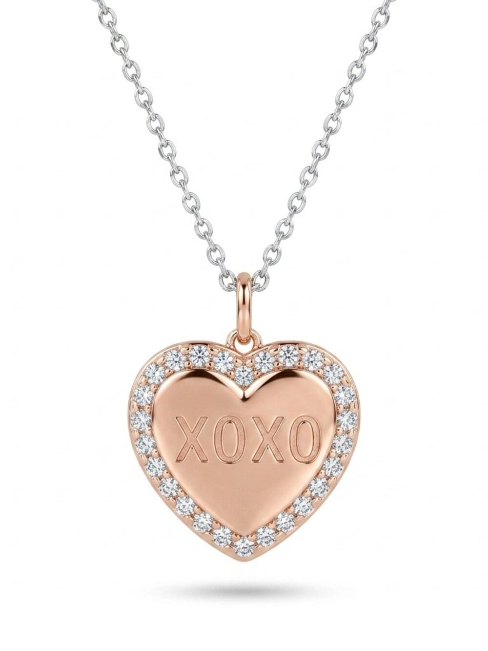 Rose Gold Heart Necklace, XOXO, Charmed Aroma Valentines Collection